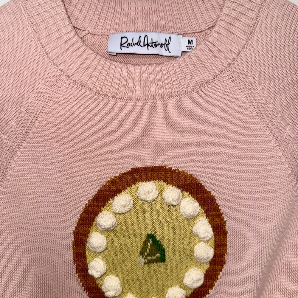 Rachel Antonoff Blush Pink Sweater with Key Lime Pie Design